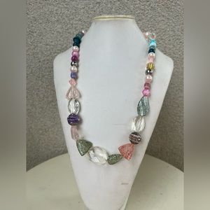 Funky fun plastic bead necklace pastels size 26” x 1”